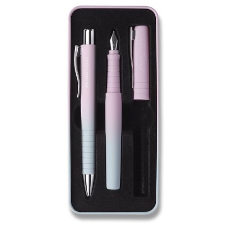 Sada plnicího a kuličkového pera Faber-Castell Poly Ball Flow Blushing Sky