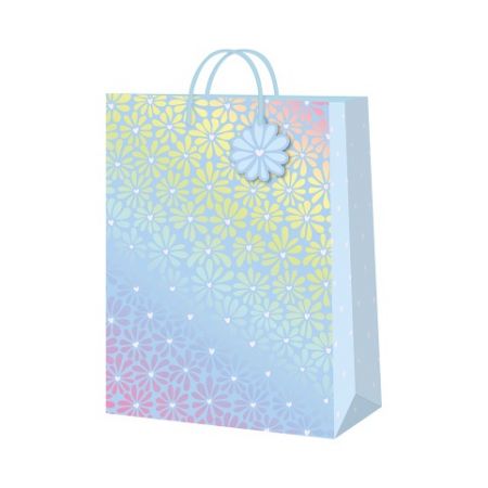 ALBI Dárková taška velká - Modré kopretiny s ražbou (26 × 12,7 × 32,4 cm)