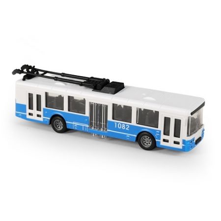 Trolejbus MHD modrý 16 cm - otevírací dveře
