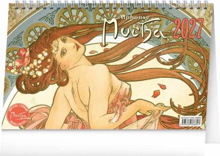 Kalendář stolní Alfons Mucha 2027, 23,1cm x 14,5cm, PGS-36880