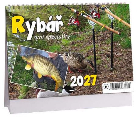 Kalendář stolní 14denní Rybář, rybí speciality 2027, 23cm x 16cm, K885