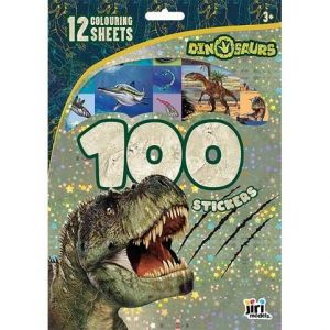 100 samolepek s omalovánkovými listy Dinosauři