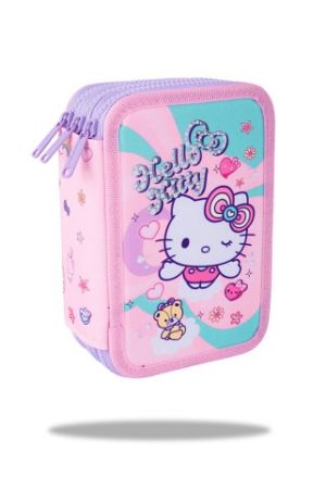 Penál 3 zipy Jumper Hello Kitty Pink 1- vybavený