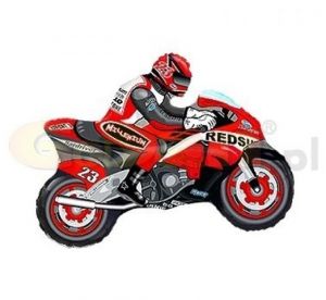 Balónek fóliový nafouknutý 14" na tyčce - Motorka červená