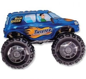 Balónek fóliový nafouknutý 14" na tyčce - Auto Twister Modré