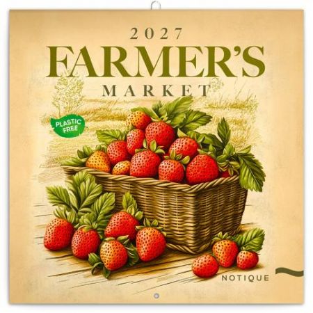 Kalendář nástěnný poznámkový Farmářské trhy 2027, PLASTIC FREE, 30cm x 30cm, PGP-36981