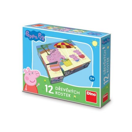 DINO Dřevěné licenční kostky Peppa Pig – 12 kostek