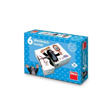 DINO Dřevěné licenční kostky Krtek - 6 ks