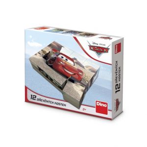 DINO Dřevěné licenční kostky Cars: Jízda – 12 kostek