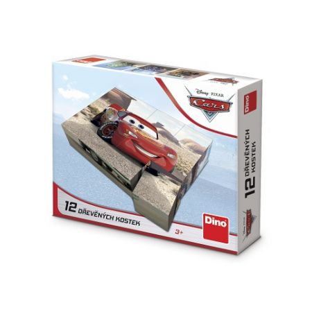 DINO Dřevěné licenční kostky Cars: Jízda – 12 kostek