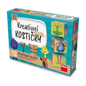 DINO Dřevěné kostky Příšerky – 12 kostek