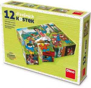 DINO Dřevěné kostky Sněhurka – 12 kostek