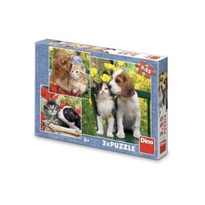 DINO Puzzle Zvířecí kamarádi 3x55 dílků