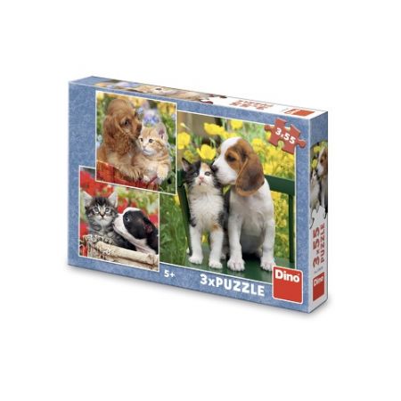 DINO Puzzle Zvířecí kamarádi 3x55 dílků