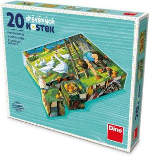 DINO Dřevěné kostky Na statku – 20 kostiček