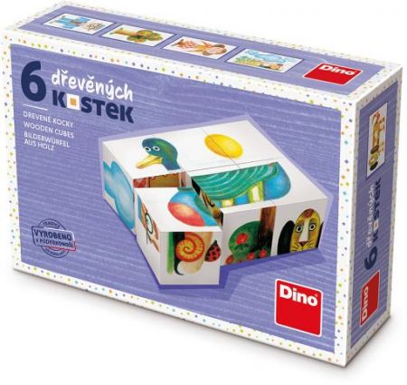 DINO Dřevěné kostky Kachna – 6 kostek