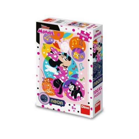 DINO Puzzle Svítící Minnie a balónky 100 xl dílků neon