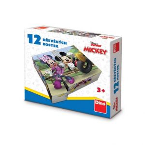 DINO Dřevěné licenční kostky Mickey Mouse – 12 kostek