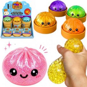 Squishy Dumpling mačkací antistresový knedlíček s kuličkami v košíku