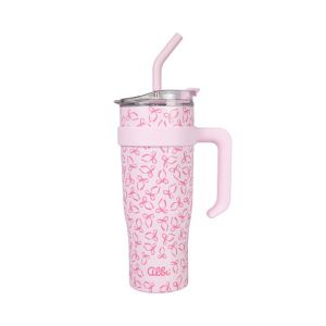 ALBI Nerezový termohrnek s brčkem XXL 1200 ml - Mašličky