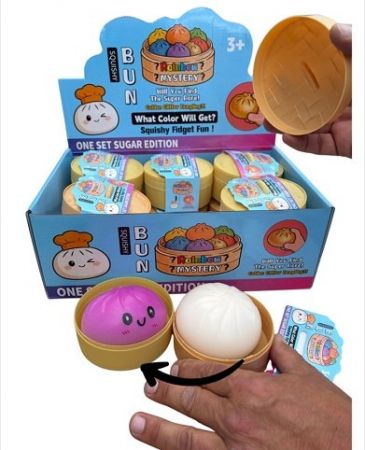 Squishy Dumpling mačkací antistresový knedlíček v košíku měnící barvu