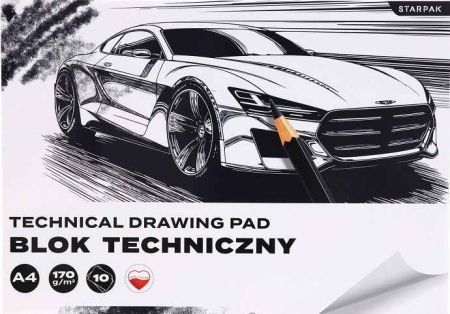 Technický blok A4/10 listů bílý auto STK F10