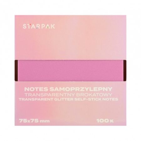 Lepicí bloček 75×75/100 listů transparentní třpytivý lila STK 12/360
