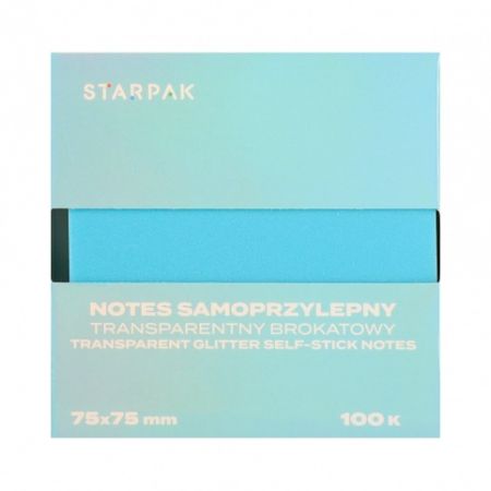 Lepicí bloček 75×75/100 listů transparentní třpytivý modrý STK 12/360