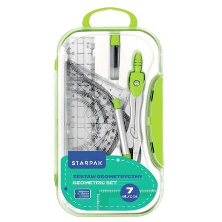 Školní geometrická sada 7 ks zelená STK pouzdro PB 12/96
