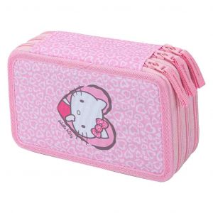BAAGL Školní penál třípatrový Hello Kitty Sweet Leopard GRS