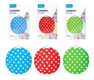Lampion 25cm kulatý puntík mix barev
