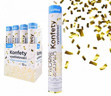 Konfety vystřelovací 30cm fóliové zlaté LUMA