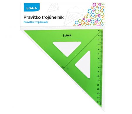 Pravítko trojuhelník s ryskou zelené LUMA