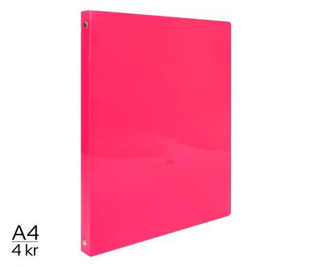 Pořadač LUMA A4 neon 4 kroužkový růžový