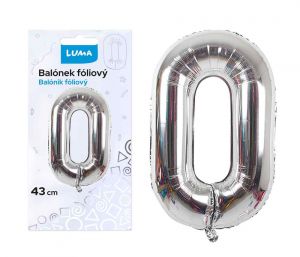 Balonek foliový č.0 stříbrný 43cm LUMA