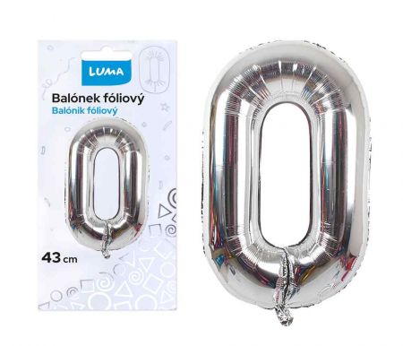 Balonek foliový č.0 stříbrný 43cm LUMA