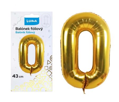 Balónek foliový č.0 ZLATÝ 43 cm LUMA