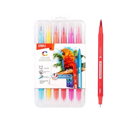 Fix oboustranný DELI štětečkový + liner, 12 barev Color Emotion AC151-12