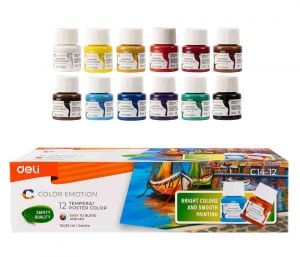 Barvy temperové DELI 12 barev 25ml Color Emotion EC14-12