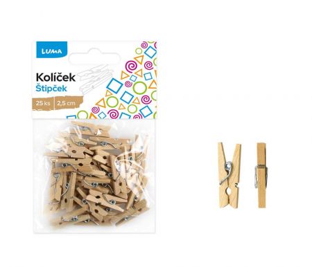 Kolíček 2,5cm natur, 25ks LUMA