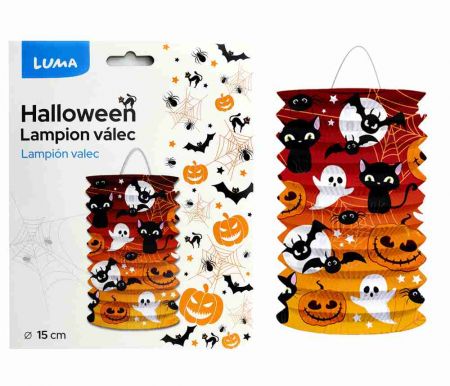Lampion 15cm válec HALLOWEEN strašidla LUMA