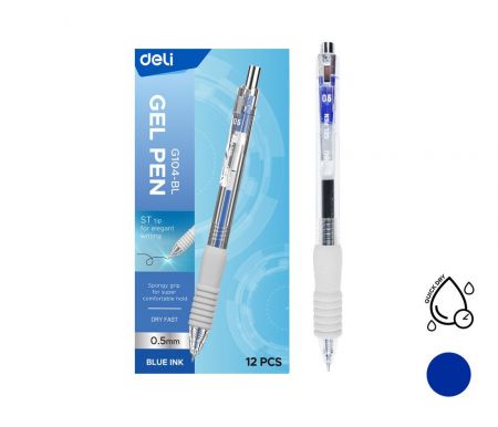 Gelové pero rychleschnoucí DELI EG104-BL modré