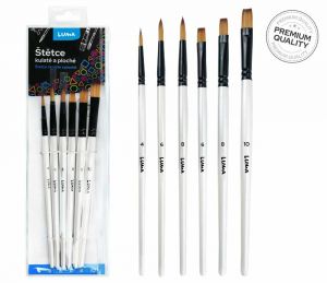 Štětce kulaté + ploché syntetické sada 6ks LUMA