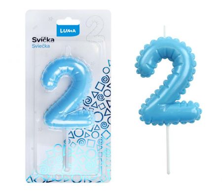 Svíčka č. 2 balónek MODRÁ LUMA