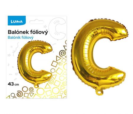 Balónek fóliový "C" ZLATÝ LUMA