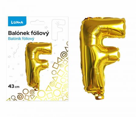 Balónek fóliový "F" ZLATÝ LUMA