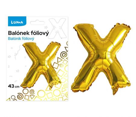 Balónek fóliový "X" ZLATÝ LUMA