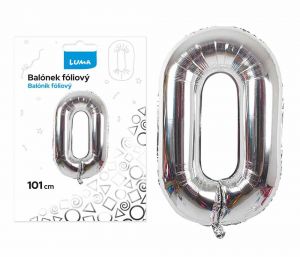 Balónek fóliový č. 0 STŘÍBRNÝ 101cm LUMA