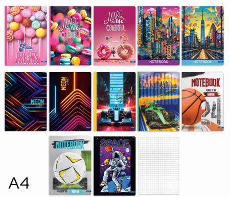 Kniha záznamová A4 čtvereček 96l Classic mix