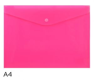 Obal spisový s klopou a drukem  A4 neon LUMA, růžový